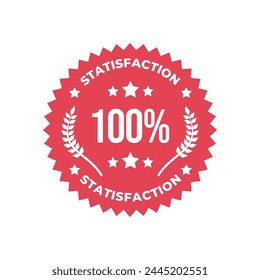100% satisfaction guaranteed seal or label flat vector icon isolated on white background.