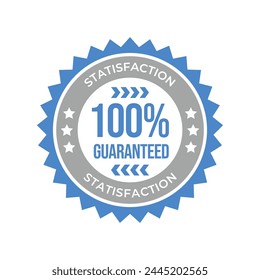 100% satisfaction guaranteed seal or label flat vector icon isolated on white background.