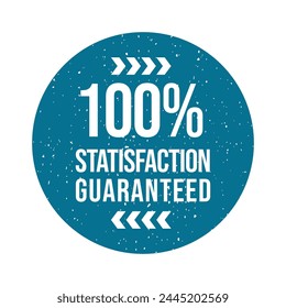 100% satisfaction guaranteed seal or label flat vector icon isolated on white background.