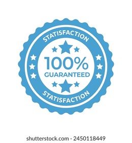 100% satisfaction guaranteed seal or label flat vector icon isolated on white background.