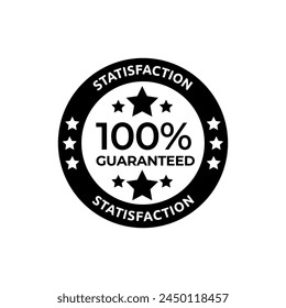 100% satisfaction guaranteed seal or label flat vector icon isolated on white background.