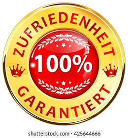 100% Satisfaction Guaranteed shiny icon / button in German language
