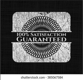 100% Satisfaction Guaranteed written with chalkboard texture