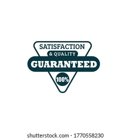 100% satisfaction and quality guaranteed stamp or seal in rounded triangle frame with bold letter vector illustration isolated on white background
