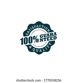 100% satisfaction and quality guaranteed stamp or seal in classic wavy round frame vector illustration isolated on white background