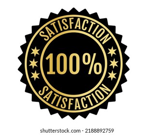 100% Satisfaction Sign Vector transparent background Gold Color