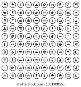 100 scenery icons set in simple style for any design vector illustration