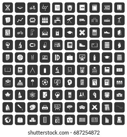 100 school icons set in black color isolated vector illustration