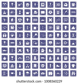 100 school years icons set in grunge style sapphire color isolated on white background vector illustration