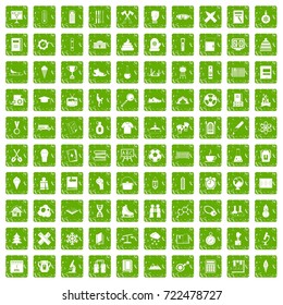 100 school years icons set in grunge style green color isolated on white background vector illustration
