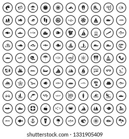 100 sea icons set in simple style for any design vector illustration