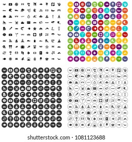 100 sea life icons set vector in 4 variant for any web design isolated on white