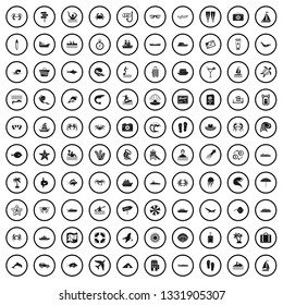 100 sea life icons set in simple style for any design vector illustration