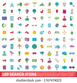 100 search icons set in cartoon style for any design vector illustration