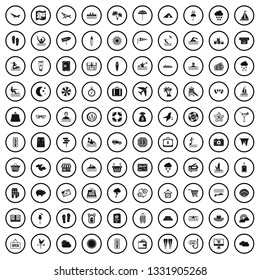 100 seaside resort icons set in simple style for any design vector illustration