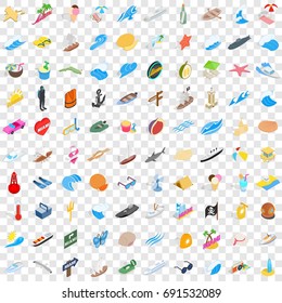 100 seawind icons set in isometric 3d style for any design vector illustration