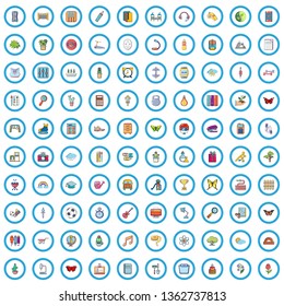 100 secondary school icons set. Cartoon illustration of 100 secondary school vector icons isolated on white background