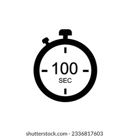100 Seconds timer icon, 100 sec digital timer. Clock and watch, timer, countdown.