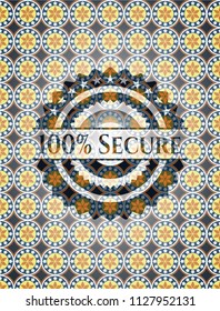 100% Secure arabesque style emblem. arabic decoration.