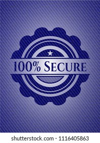 100% Secure badge with denim texture