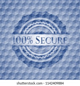 100% Secure blue polygonal badge.