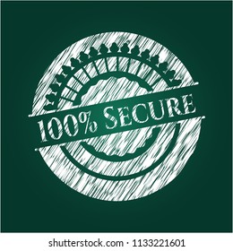 100% Secure chalk emblem written on a blackboard