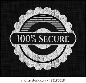 100% emblema de tiza segura escrito en una pizarra