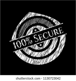 100% Secure chalkboard emblem on black board