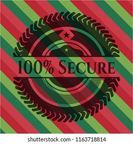 100% Secure christmas emblem background.