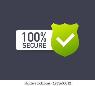 100 Secure grunge vector icon. Badge or button for commerce website. Vector stock illustration.