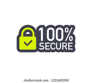 100 Secure grunge vector icon. Badge or button for commerce website. Vector stock illustration.