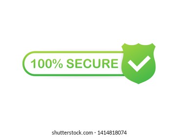 100 Secure grunge vector icon. Badge or button for commerce website. Vector stock illustration.