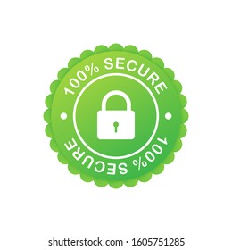 100 Secure grunge vector icon. Badge or button for commerce website. Vector stock illustration.