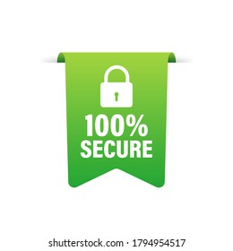 100 Secure grunge vector icon. Badge or button for commerce website. Vector stock illustration.