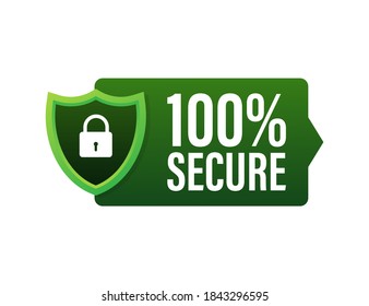 100 Sicheres Grunge Vektorsymbol. Abzeichen oder Button für die kommerzielle Website. Vektorgrafik.