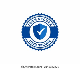 100% Secure grunge vector icon. Badge or button for commerce website. Vector stock illustration.	