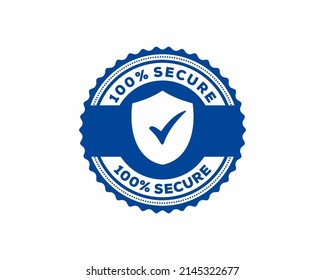 100% Secure grunge vector icon. Badge or button for commerce website. Vector stock illustration.	