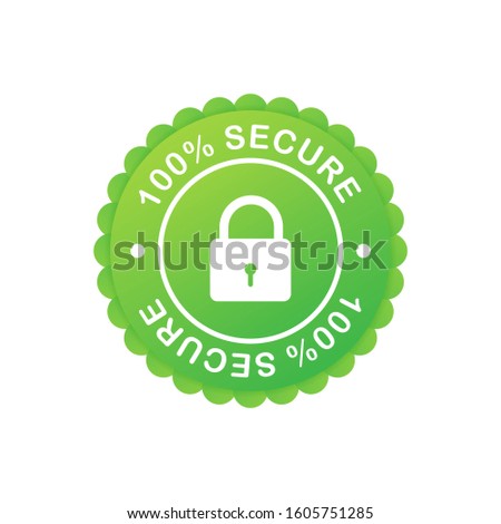 100 Secure grunge vector icon. Badge or button for commerce website. Vector stock illustration.