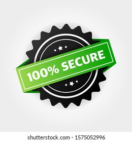 100% Secure grunge vector stamp. Badge or button for commerce website