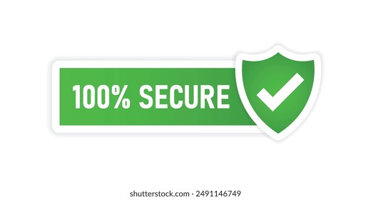 100% secure icon in flat style. Privacy guarantee vector illustration on isolated background. Safety risk sign business concept.