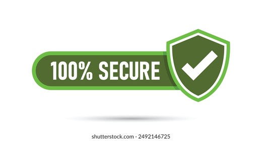 100% secure icon in flat style. Privacy guarantee vector illustration on isolated background. Safety risk sign business concept.