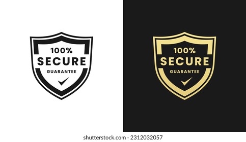 100% Secure label or 100% Secure badge vector isolated in Flat Style. Best 100% Secure label for product packaging design element. 100% Secure badge for packaging design element.