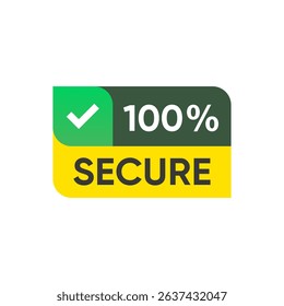 100% Secure Label Banner Vector Design