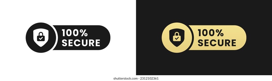 100% Secure label or 100% Secure sign vector isolated in Flat Style. Best 100% Secure label for product packaging design element. 100% Secure sign for packaging design element.