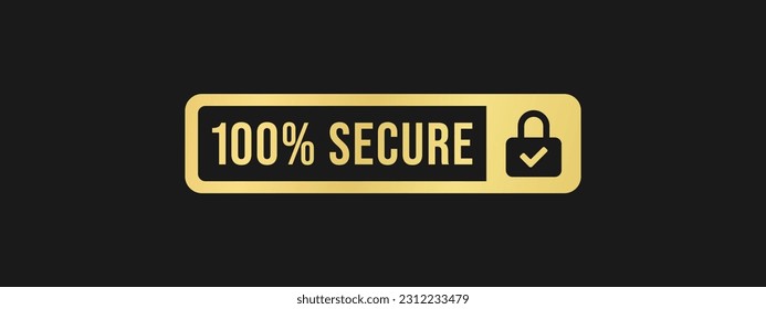 100% Marca segura o 100% vector de señal de pago seguro aislado en estilo plano. 100% Marca segura para el elemento de diseño de empaquetado de productos. 100% Signo de pago seguro para el elemento de diseño de empaquetado.