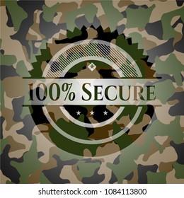 100% Secure on camouflage texture