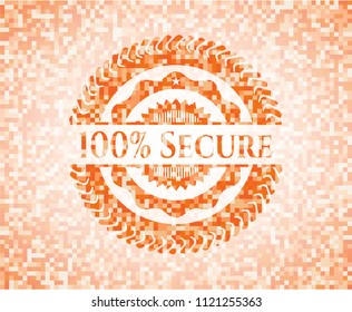 100% Secure orange mosaic emblem