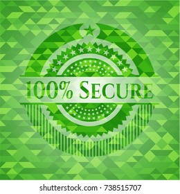 100% Secure realistic green mosaic emblem