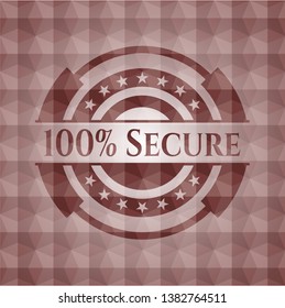 100% Secure red badge with geometric pattern. Seamless.