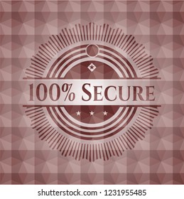 100% Secure red seamless geometric badge.